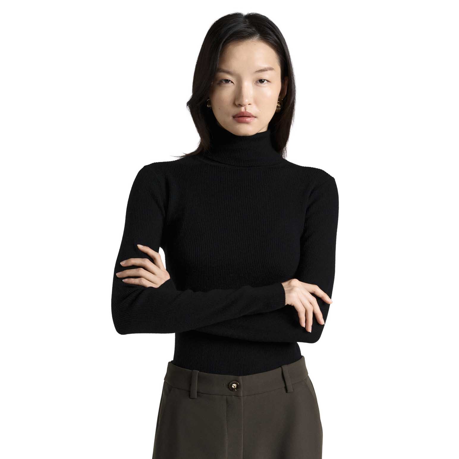 Cue Merino Turtle Neck Ribbed Knit